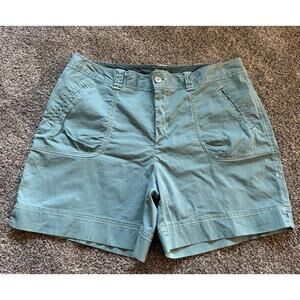 Eddie Bauer Shorts Womens 16 Green Casual Outdoor Utility Cotton Spandex Pockets